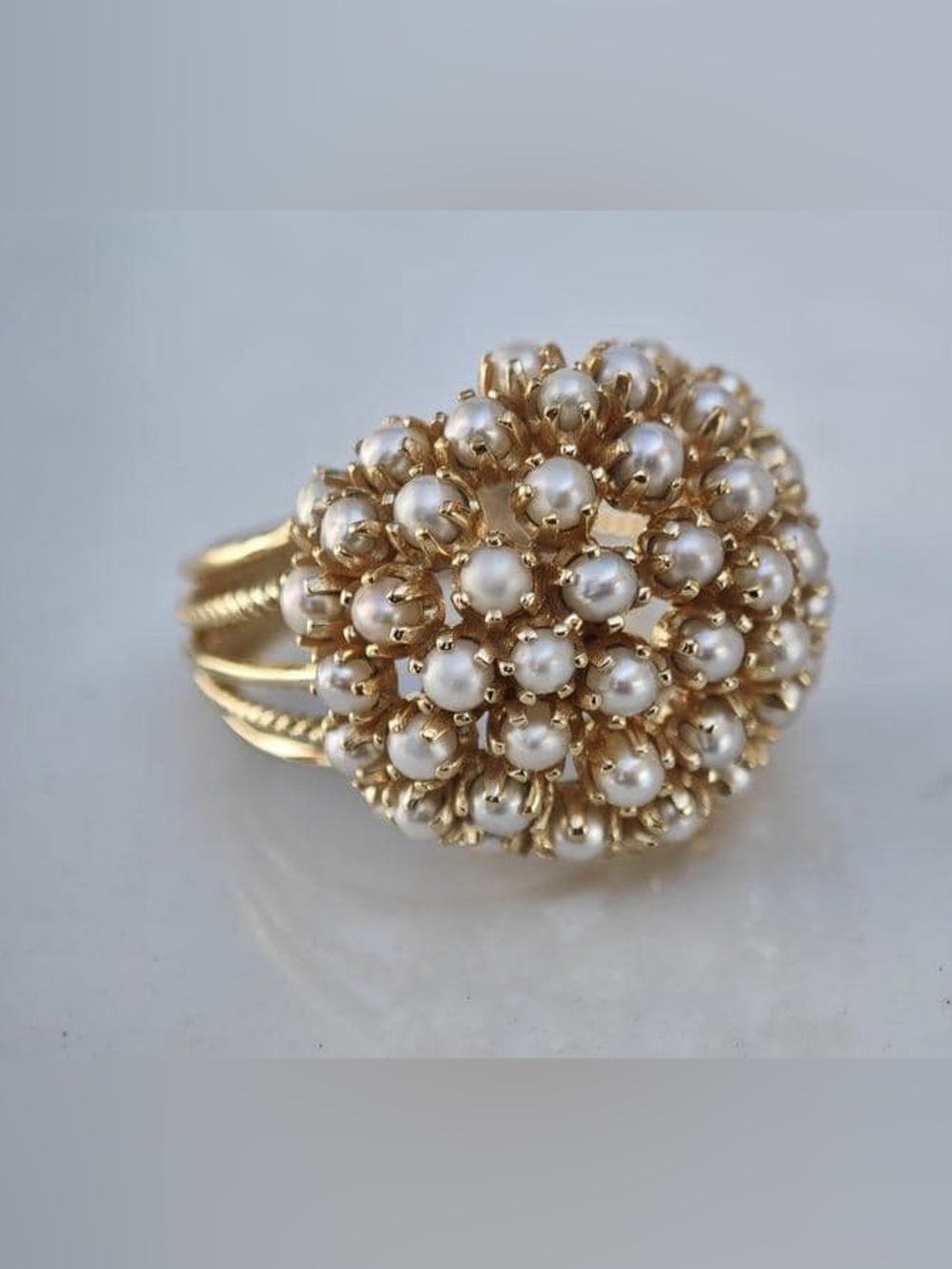 NWOT Gold Pearl Cluster Statement Ring
